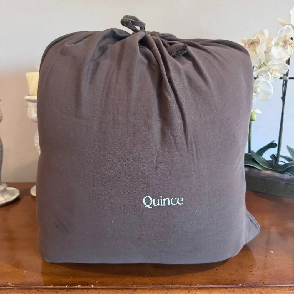 Quince Organic Cotton Gauze Box Quilt Chocolate Full/Queen NWOT